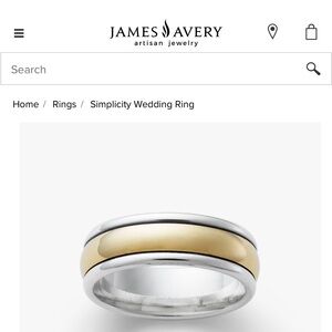 14k Gold and 925 Sterling Silver James Avery Wedding Ring